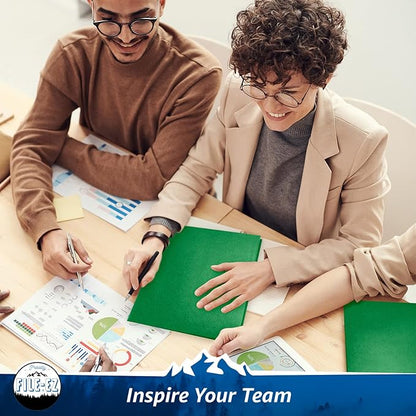 FILE-EZ Two-Pocket Folders, Green, 25-Pack, Textured Paper, Letter Size (EZ-32560)