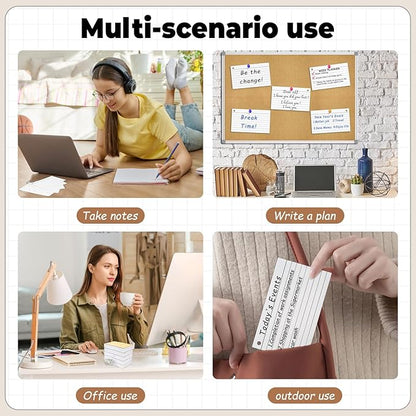 500PCS White Index Cards, 3x5 Inches Flash Cards with Ring, Lined on Both Side Notecards Ruled Study Card Flashcards Heavy Note Cards for Studying, Learning, School, College