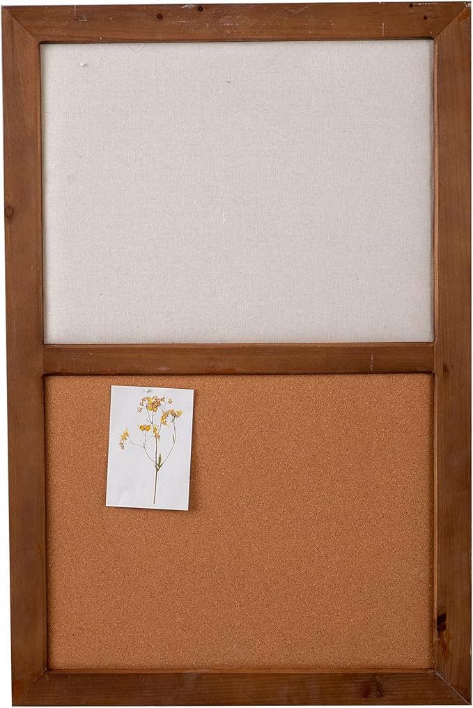 SOFE Large Cork Board Linen Pin Board Combo, Wood Framed Bulletin Board 36" X 24" Picture Board, Photo Wall Display, Vision Board Rustic Memo Board for Home Kitchen Office School