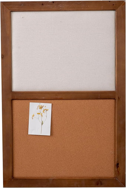 SOFE Large Cork Board Linen Pin Board Combo, Wood Framed Bulletin Board 36" X 24" Picture Board, Photo Wall Display, Vision Board Rustic Memo Board for Home Kitchen Office School