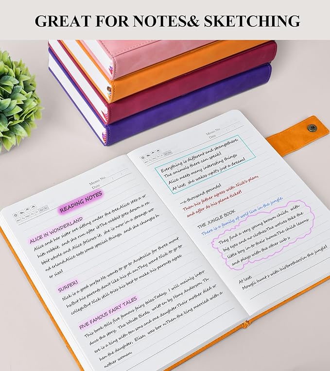 365 Page Thick Lined Journal Notebook for Men Women, B5 Large Leather Journals for Writing, Hardcover Notebooks for Work, School, Note Taking, Business, Travel Diary, College Ruled 7.6" x 10"