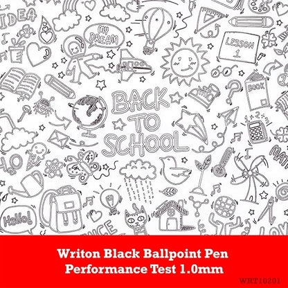 Writon Retractable Ballpoint Pens, Triangle Grip and Barrel, 1.0mm Medium Point, Black Ink, 12 Pack