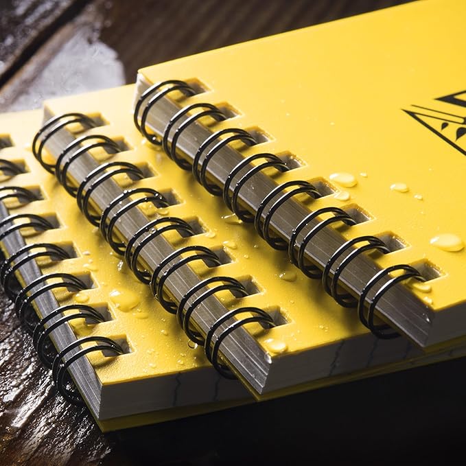 Rite in the Rain Weatherproof Top Spiral Notebook, 3" x 5", Yellow Cover, Universal Pattern, 3 Pack (No. 135-3X)