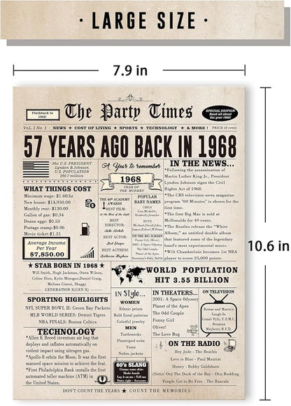 Funny 57th Birthday Card for Her Him, Retro 57th Birthday Decorations for Women Men Mom Dad, Large 57 Years Old Bday Gift Ideas