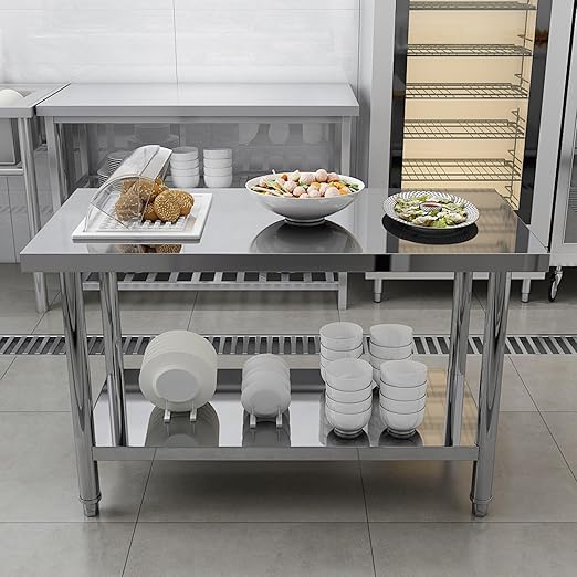 Stainless Steel Table for Prep & Work 24 x 12 Inches, NSF Commercial Heavy Duty Food Prep Worktable with Undershelf for Restaurant, Home and Hotel Christmas Preparation Table