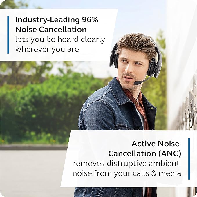 BlueParrott S650-XT Trucker Bluetooth Headset – 2-in-1 Convertible Stereo to Mono Headset with Noise Cancellation, Extended Wireless Range and IP54-Rated Protection - Ideal for Anyone On The Go, Black