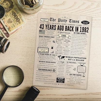 Happy 43rd Birthday Card for Women Men, Funny 43 Year Old Birthday Gift Card for Husband Wife Him Her, Retro 43 Bday Decorations Ideas