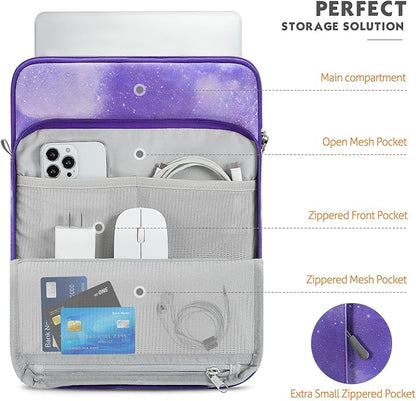 MoKo Laptop Sleeve Bag for 13.3-14 Inch, Notebook Carrying Case with Pocket Fits New MacBook Pro M3/M2 14" /13" M2/M1 Pro/M1 Max 14.2 2023-2021/Air 13.6" M2 2022, Surface Pro 9/8 13",Purple Starry Sky