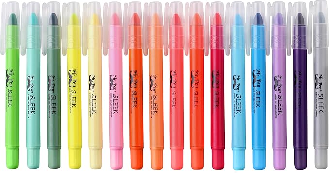 Mr. Pen Gel Highlighters Assorted Colors - 16 Pcs (8 Pastel & 8 Vibrant), No Bleed Bible Highlighters