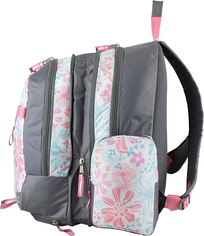 Eastsport Extra Large Backpack Expandable Oversized For Travel Hiking Work Camping Sports Outdoors With Drawstring Bag 18x13.5x9.5 Spring Floral Ash Grey