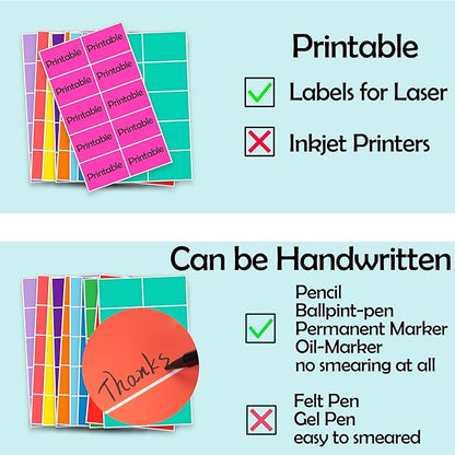YSHIHE Colored Labels Stickers 3" x 2" Large Color Coding Labels in 12 Assorted Colors Rectangle Name Tags Moving Labels - 480 Pack
