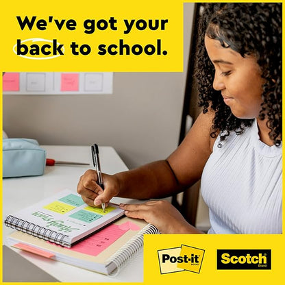 Post-it Super Sticky Lined Notes, 5 Sticky Note Pads, 4x6 in, 2X The Sticking Power, School Supplies, Office Products, Sticky Notes for Vertical Surfaces, Monitors, Walls and Windows, Bright Colors