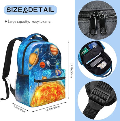 Planet Backpack Outer Space Backpacks Daily Backpack Large Capacity Universal Waterproof Bags With Adjustable Straps Lightweight Breathable Travel Camping Backpack15x11in