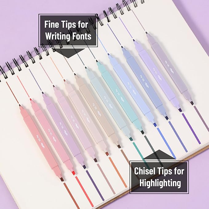 Mr. Pen- Dual Tip Aesthetic Highlighters, 12 Pack, Chisel & Fine Tips, Joyful Earth, Cute Highlighters Assorted Colors, Cute Highlighters for School Highlighters, Highlighter Set, Pastel Highlighters