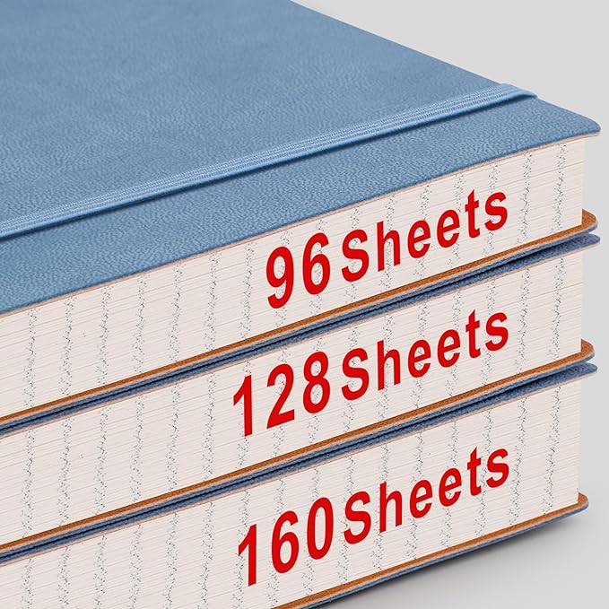 AHGXG Graph Paper Notebook - Grid Paper Notebook Large A4 8.5''×11'', 320 Pages Thick Journal, 100gsm Thick Graph Paper, Leather Softcover, Inner Pocket - GrayBlue
