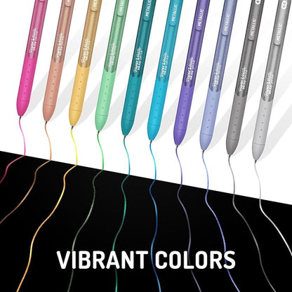 Paper Mate InkJoy Gel Pens, Metallic Pens, Retractable, Medium Point, (0.8mm) Assorted Colors, 10 Count