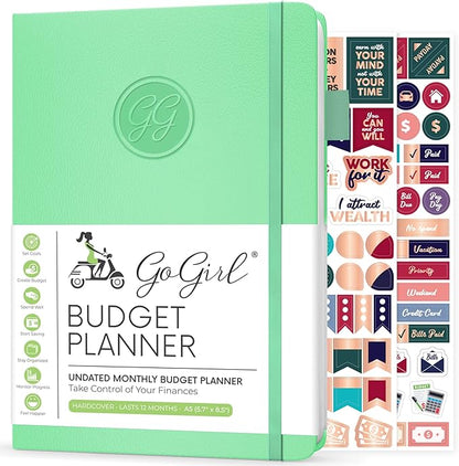 GoGirl Budget Planner – Monthly Financial Planner Organizer Budget Book. Expense Tracker Notebook Journal to Control Money, A5 (Mint Green)