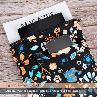 Book Sleeve Book Covers Book Protector Floral Printed with Zipper Washable Fabric for Teen Adult Book Lover Teacher Student(Medium,11 X 8.7 Inch)…