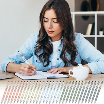 Zonon 38 Pieces Rubberized Ballpoint Pen with Stylus Tip Stylish Metal Pen Capactive Styli Pen with Soft Rubberized Grip, Black Ink Pen for Most Devices (Morandi Colors)