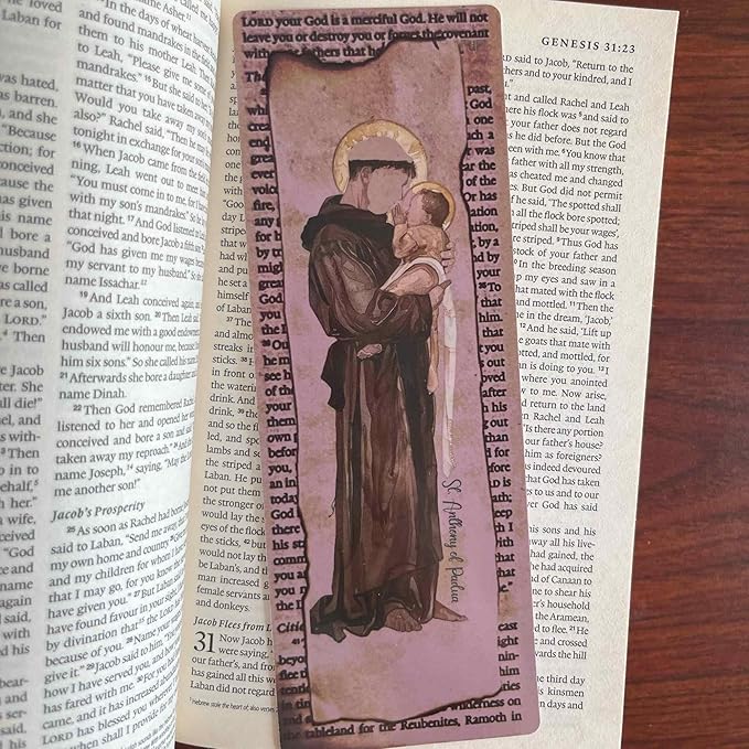 Thinkor Bible Bookmark, 10 PCS Christian Religious Gift, Vintage Background, Double-Sided Printing & Laminated (Catholic 10 PCS)