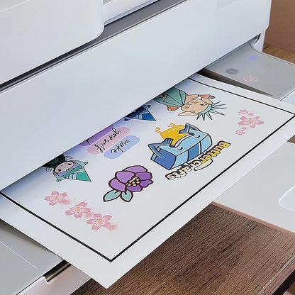 Printable Vinyl - Sticker Paper for Inkjet Printer (50 Sheets, 8.5" x 11", Anti Jam) - Glossy Printable Sticker Paper - Inkjet Printable Waterproof Sticker Paper - Make Labels and Decal