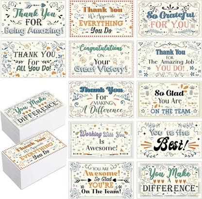 Yeaqee 240 Pcs Employee Appreciation Kudos Cards Funny Blank Back Motivational Card Encouragement Thank You Note Recognition Card for Teacher College Affirmation Gift(Drawing)