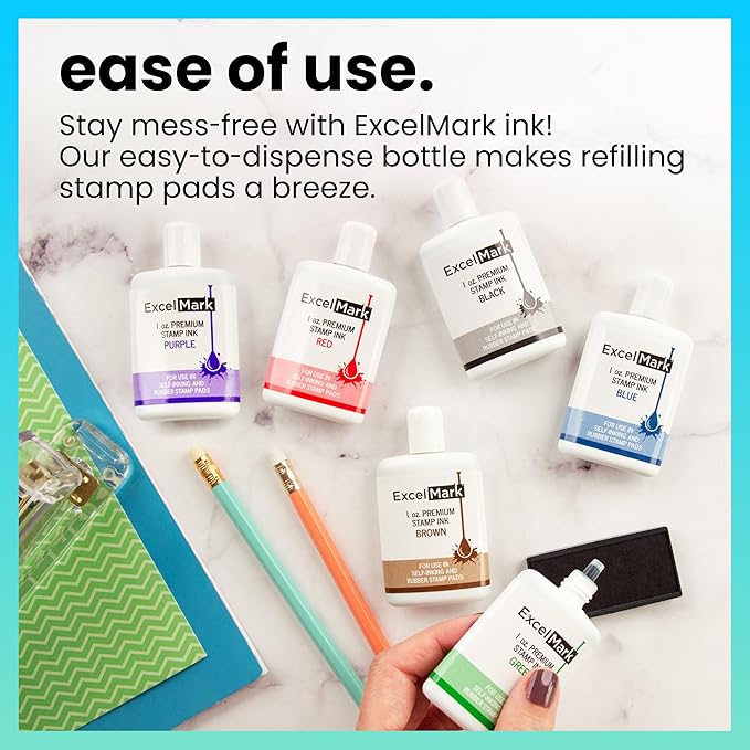 ExcelMark Premium Self-Inking Stamp Refill Ink - 1 oz. (Green)