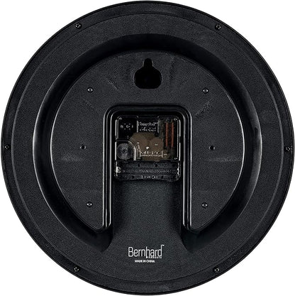 Bernhard Products Black Wall Clock Silent Non Ticking 10 Inch Quality Quartz Battery Operated Round Easy to Read Home/Office/Kitchen/Classroom/School Clock Sweep Movement