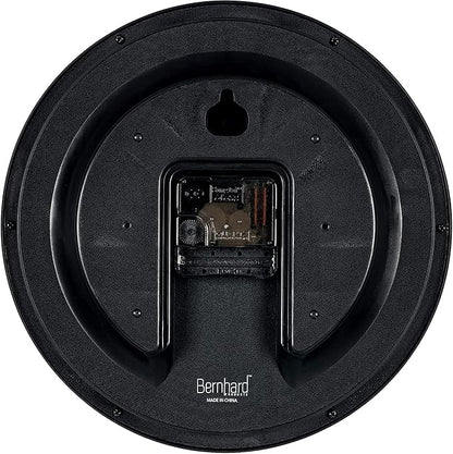 Bernhard Products Navy Wall Clock Silent Non Ticking - 10 Inch Quality Quartz Battery Operated Round Easy to Read Home/Kitchen/Office/Classroom/School Clock