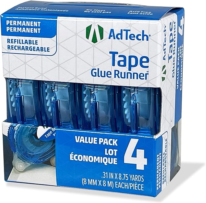 AdTech 5603 Permanent Crafter's Tape, 0.31" x 315", Pack of 4