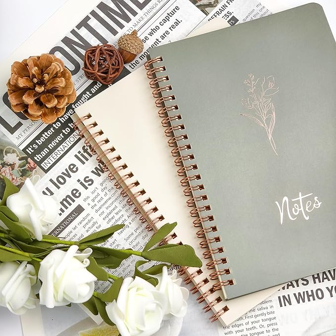 Notebook for Women, 2 Pack Spiral Notebooks – Aesthetic College Ruled Notebook, Journaling Notebooks for Writing, Bible Journal, Office Supplies for Women, Prayer Journal for Women, Perfect Notebooks for School and Work