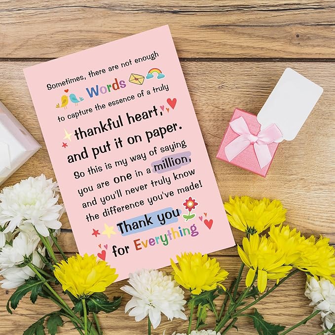 Thank You Card for Friend, Appreciation Cards for Boss Coworker, Poem Thank You Card Gift for Teacher, Sweet Friendship Cards for Him Her, One in A Million