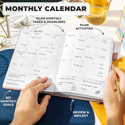 Clever Fox Planner Premium Edition – Undated Luxurious Weekly & Monthly Planner to Increase Productivity and Hit Your Goals – Organizer – Start Anytime, A5, Lasts 1 Year, Rose Gold (Weekly)