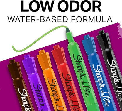 SHARPIE Flip Chart Markers, Bullet Tip, Assorted Colors, 8 Pack, Low-Odor, Squeak-Free