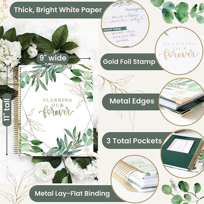 bloom daily planners Hard Cover Complete Wedding Day Planner Bridal Journal & Organizer (Undated) - 9" x 11" - Planning Our Forever