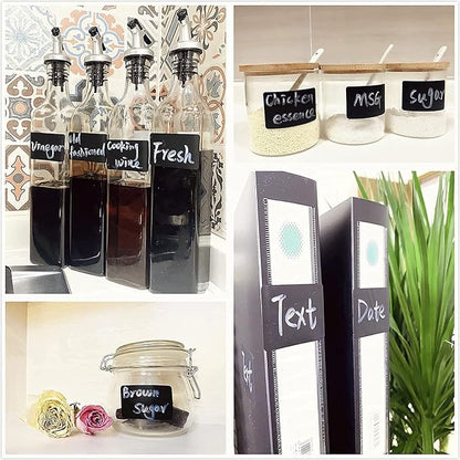 Wavy Shape Chalkboard Labels,Erasable Reusable Blackboard Stickers with 1 Liquid Chalk Pen,150 Pieces,for Jars, Spice, Craft, Home, Kitchen, Parties Decoration, Craft Rooms, Weddings