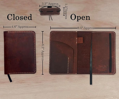 Thot Ra Leather Cover for Field Notes, Passport Cover, Leather Notebook Cover for 3.5" x 5.5" with Pen Holder, Only Cover (Shedron)