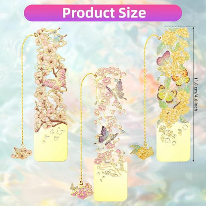 3 PCS Metal Bookmarks, Bookmarks for Reading Women, Bookmarks for Women, Beautiful Metal Bookmark, Beautiful Flower Bookmark, Osmanthus Fragrans, Plum Blossom, Apricot Blossom (BKM-050-004)