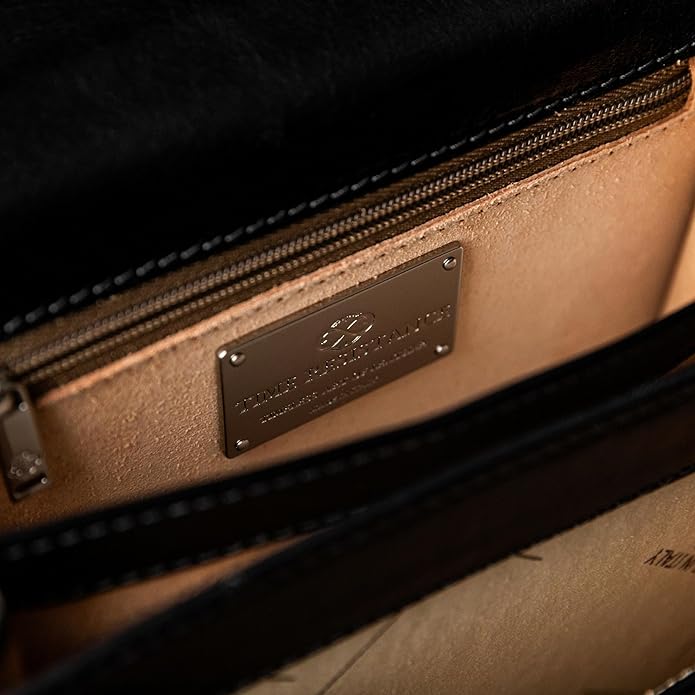 Time Resistance Small Leather Briefcase for Men - Crossbody Bag - Italian Leather Messenger Bag - Gift Box Included