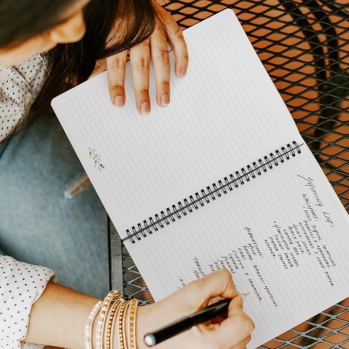 ZICOTO Aesthetic Spiral Notebook Journal For Women - Cute Greenery 10.5" x 8.5" College Ruled Notebook With Large Pockets, Lined Pages and Hardcover - Perfect to Stay Organized at Work or School