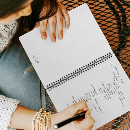 ZICOTO Aesthetic Spiral Notebook Journal For Women - Cute Greenery 10.5" x 8.5" College Ruled Notebook With Large Pockets, Lined Pages and Hardcover - Perfect to Stay Organized at Work or School