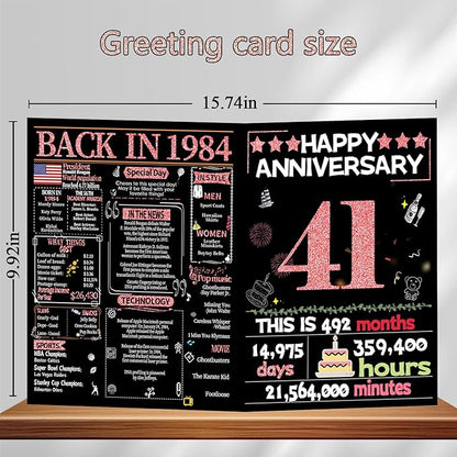 Joycard 41st Anniversary Card for Women, Wedding Card for Wife, Sweet Marriage Decorations Gifts for Couple, Perfect for Her on Anniversary Day, Back in 1984