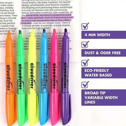 cloudriver Highlighters Bulk Pack Of 120, Assorted Color Highlighter, Chisel Tip, Quick Drying Ink, Highlighters Suitable For Home, School, Office And Shop