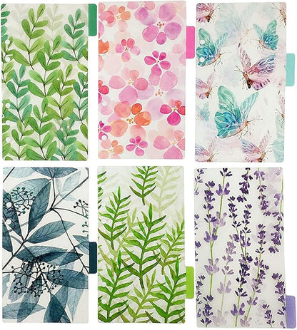 Plastic Binder Index Dividers, 6-Tab, Assorted Designs, Match for Standard A6 Size 6-Ring Planners