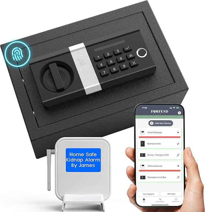FORFEND Smart Home Safe | WiFi Safe Box App Lock/Alarm | Voice Command, Kidnap Alarm, Tamper Detect, Frozen Mode, Sub Account| Digital Safe Anti Theft