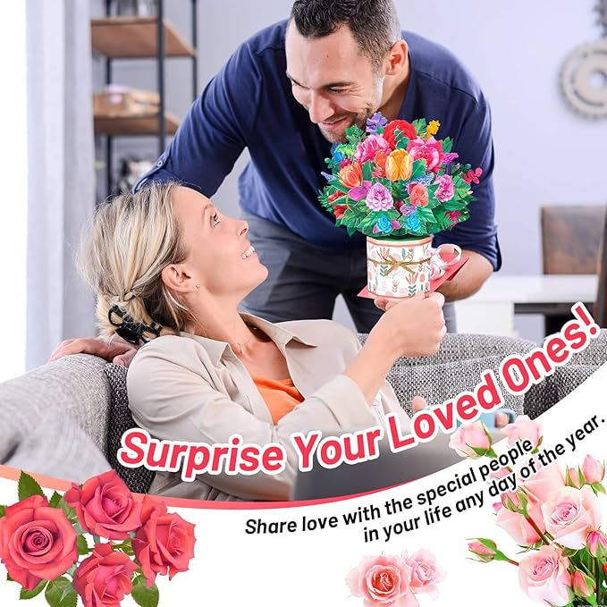 Get Well Soon Card for Friends, Popup Greeting Cards Thinking of you Gift Care Gift Card for Women Thanksgiving, Thank You, Bday Gift, All Occasions Card 8.5" x 8"