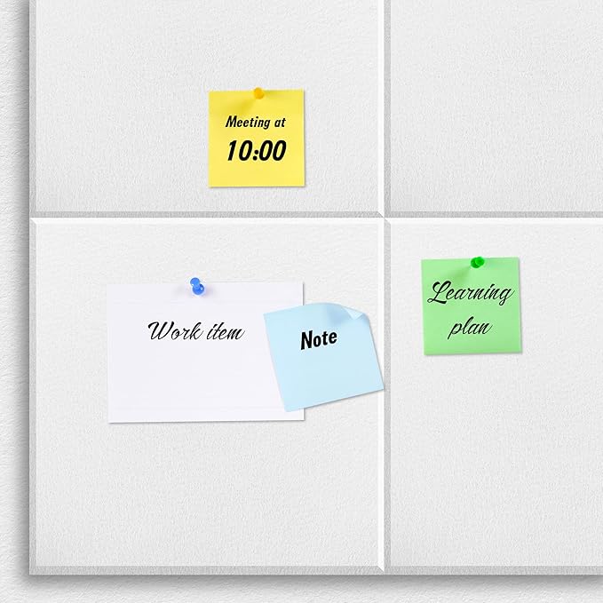 Large Office Cork Board Alternative - 47"x35"12 Pack Felt Wall Tiles Self-Adhesive Safe Removable No Damage for Wall Pin Board Tack Board Felt Cork Board for Walls or Office 48 x 36 White
