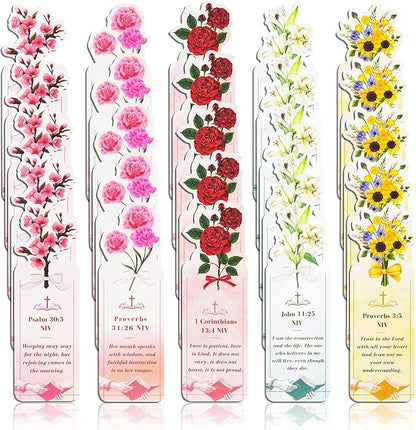 Bible Bookmark for Women, 80 Scriptures Religious Inspirational Bible Verse Bookmarks for Christian Gifts, Prayer Cards, Pink Scripture Book Marks for Reading Women, Book Lovers, Church Gifts in Bulk
