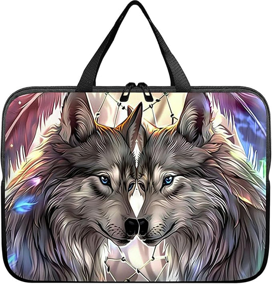 Universal Tablet Laptop Sleeve Case 10 inch, Couple Wolf Slim Carrying Case Durable Handbag Travel Laptop Bag for 7 to 10-inch Laptops/Notebook/Kids Tablet/ipad/eBook Readers