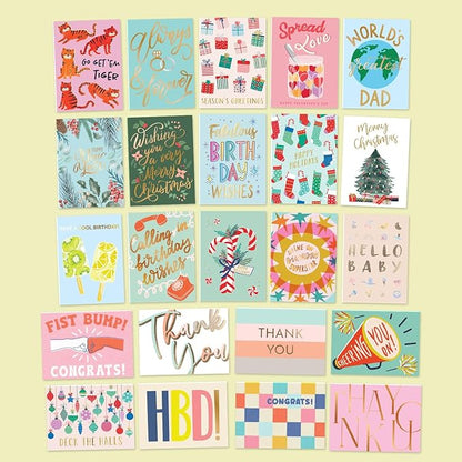 S&O 100 Assorted Cards for All Occasions Box Set - All Occasion Cards Assortment Box with Envelopes - Stylish Greeting Card Decor - 4.25x5.75”